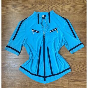 Y2K Blue Jamie Sadock Short Sleeve Golf Top Size S